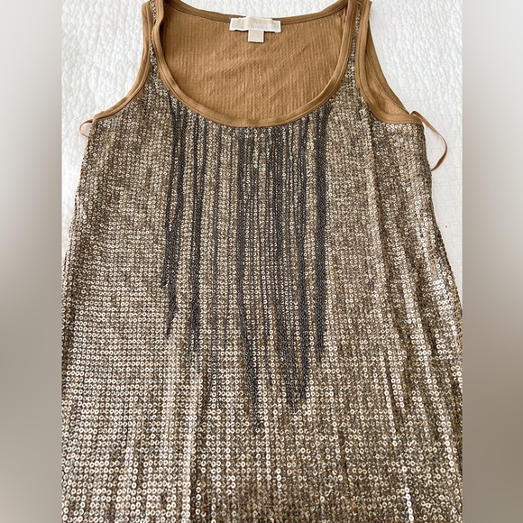 Michael Kors | Brown and Gold Sequin Dress with Chains | Size Small - Picture 5 of 6